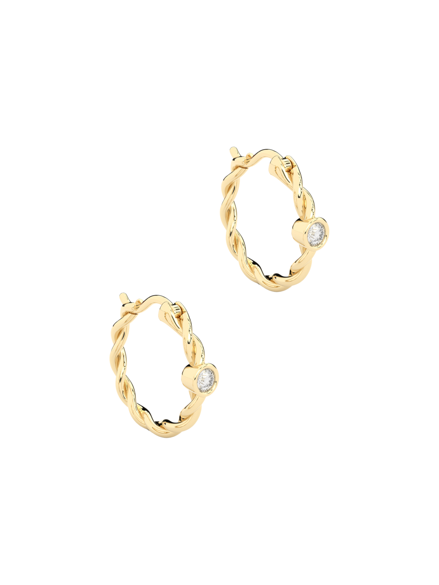 Becoming twisted hoop earrings, 10 mm, yellow